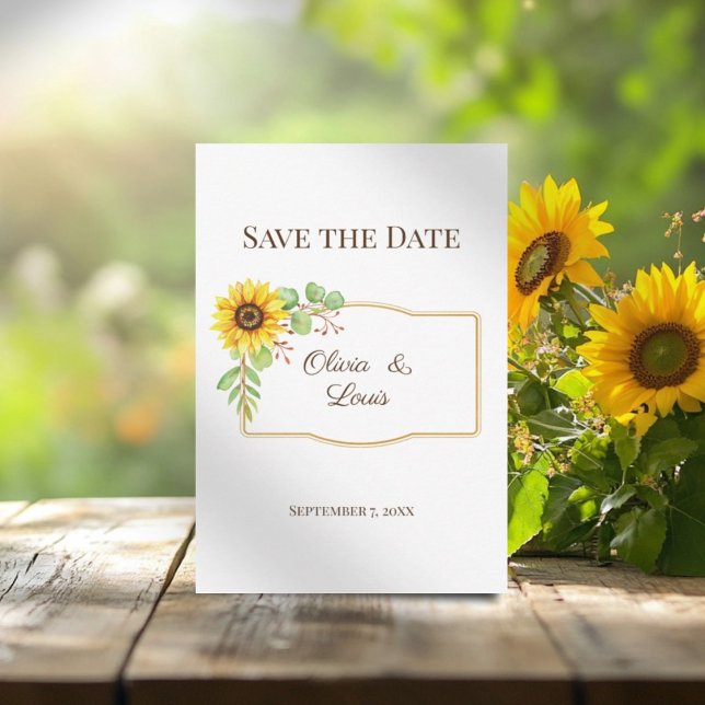 Boho boda sunflower salva la tarjeta de fecha (Subido por el creador)