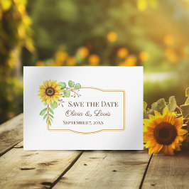 Boho boda sunflower salva la tarjeta de fecha