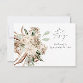 Boho Bohemian Beige Floral con tarjeta RSVP de com