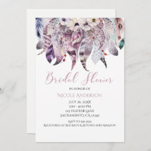 Boho Bohemian Feathers Invitaciones a duchas de no