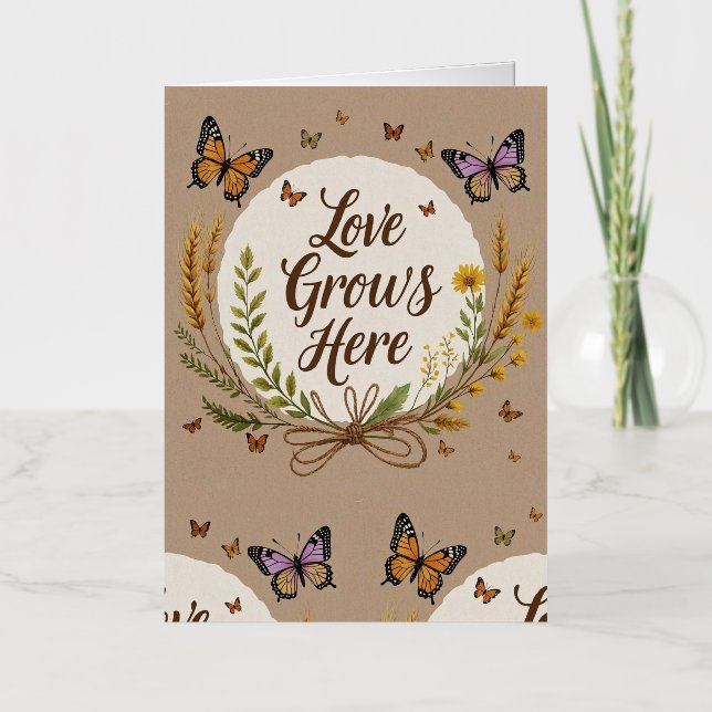Boho bohemio Flores silvestres, mariposas, trigo (Anverso)