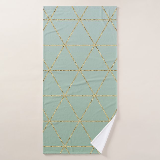 Boho Boho Chic Oro y Verde Geométrico Glam (Toalla de baño)