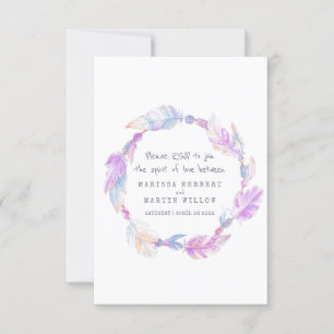 Boho boho plumas morado de la corona tribal RSVP