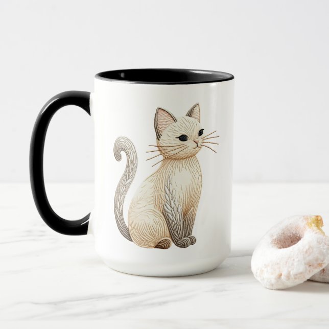 Boho bordó Kitty Neutral en la taza de café (Con donut)