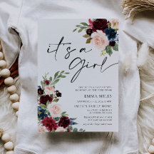 Boho Borgoña es una invitación Chica a Baby Shower