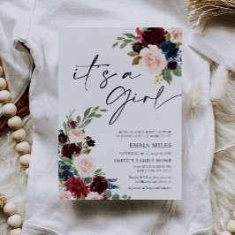 Boho Borgoña es una invitación Chica a Baby Shower