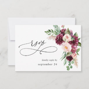Boho Borgoña & Floral Rosa & Verdor con RSVP de co