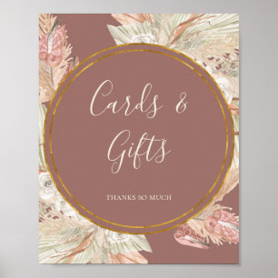 Boho Botánico   Señal de Tarjetas y Regalos Rosa P