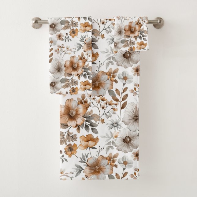 Boho Brown Beige Tan Gray Floral Neutral Botánico (In situ)