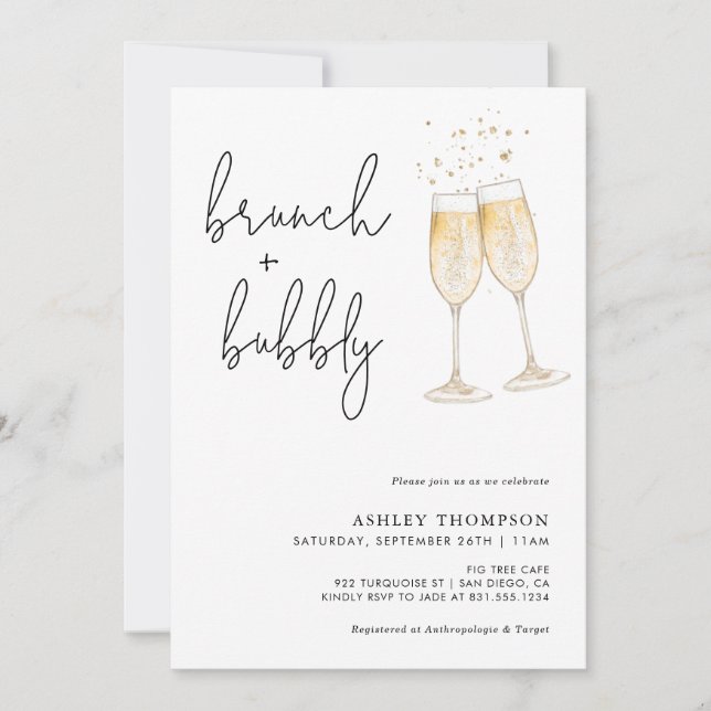 Boho Brunch & Bubbly Bridal Shower Invitación (Anverso)
