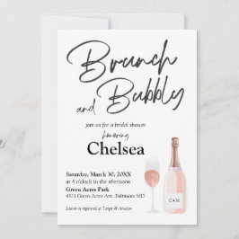 Boho Brunch Y Bubbly Bridal Shower Invitación