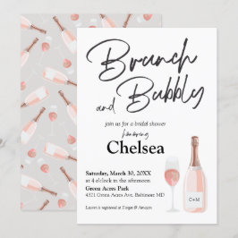 Boho Brunch Y Bubbly Bridal Shower Invitación