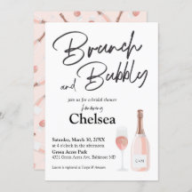 Boho Brunch Y Bubbly Bridal Shower Invitación