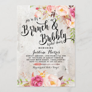 Boho Brunch y burbuja Bridal Shower Invitación