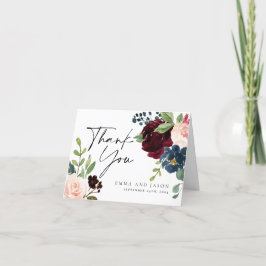 Boho Burgundy Boda Floral Gracias Tarjeta