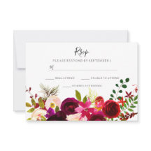 Boho Burgundy Flores Primavera Boda Otoño RSVP