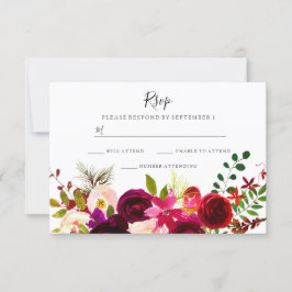 Boho Burgundy Flores Primavera Boda Otoño RSVP