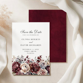 Boho Burgundy y Rubor Floral Salven la tarjeta de 