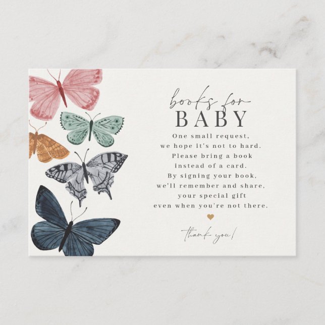 Boho Butterfly Books Para la invitación al bebé, a (Anverso)