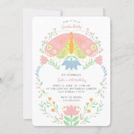 Boho Butterfly Garden Fiesta Invitación de cumplea