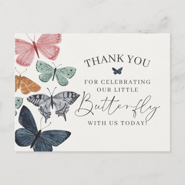 Boho Butterfly Gracias Tarjeta Cumpleaños o Bebé (Anverso)