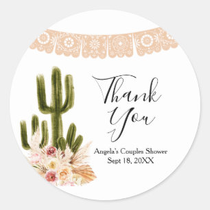 Boho Cactus Floral Bridal Shower Gracias Pegatina