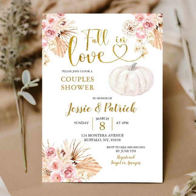Boho Calabaza Cae En Amor Invitación De Ducha Pare (Subido por el creador)