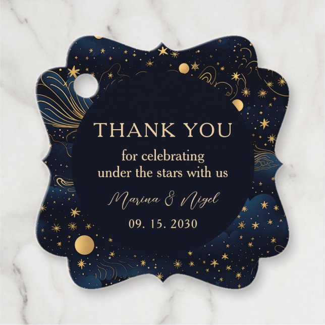 Boho Celestial Boda Gracias Etiqueta (Anverso)