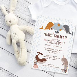 Boho Celestial Whales Estrella Invitación Baby Sho