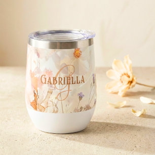 Boho Chic Floral Monograma Acuarela