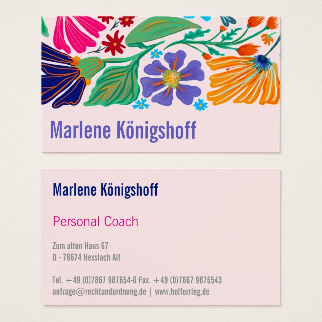 Boho Chic Retro Floral Patrón Hecho a Mano   (Anverso y reverso)