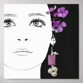 Boho chica con flores moradas moda arte fino