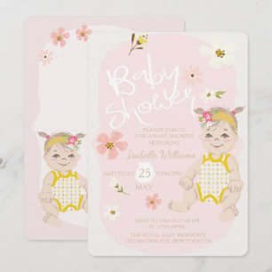 Boho Chica Floral Invitación Baby Shower rosa
