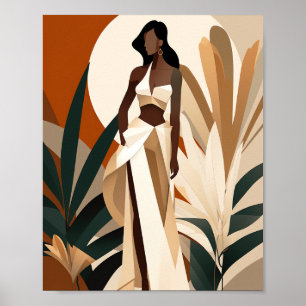 Boho Chica negro Jefe mujer sin rostro decoración