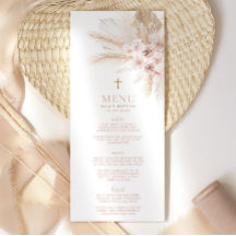 Boho Chicas Florales Rosa Baptism Menú de Navidad