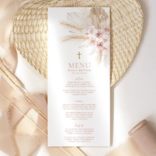 Boho Chicas Florales Rosa Baptism Menú de Navidad