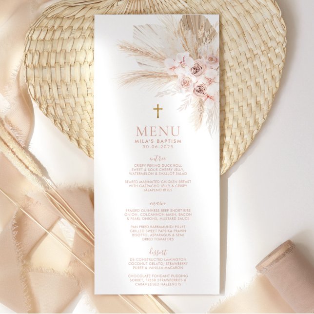 Boho Chicas Florales Rosa Baptism Menú de Navidad (Subido por el creador)