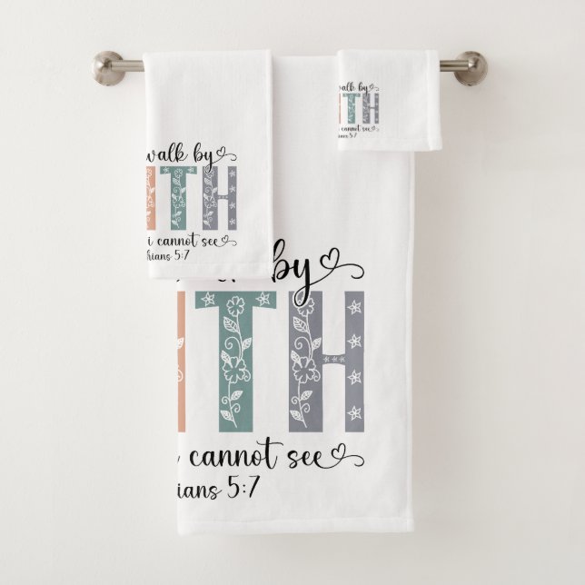 Boho Christian Walk by Faith Bible Verse Floral (In situ)