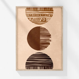 Boho Coffee Brown Beige Resumen arte de pared trib