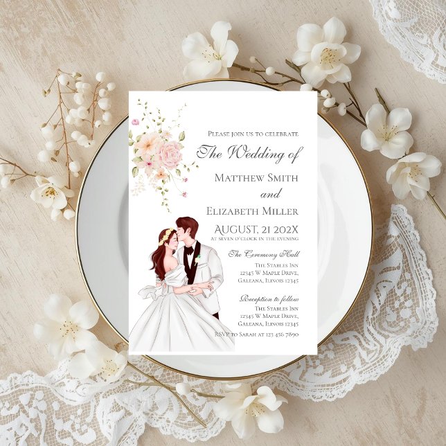 Boho con invitación de boda de novia y novio (Subido por el creador)