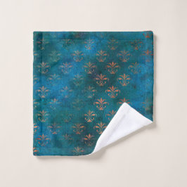 Boho Copper Blue Grunge Heraldic Floral
