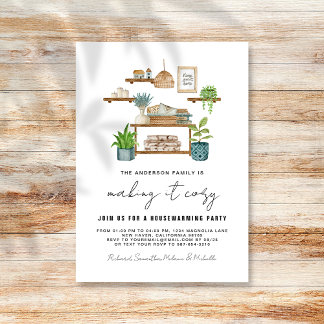 Boho Cosy Plantas Invitación a la fiesta de calent