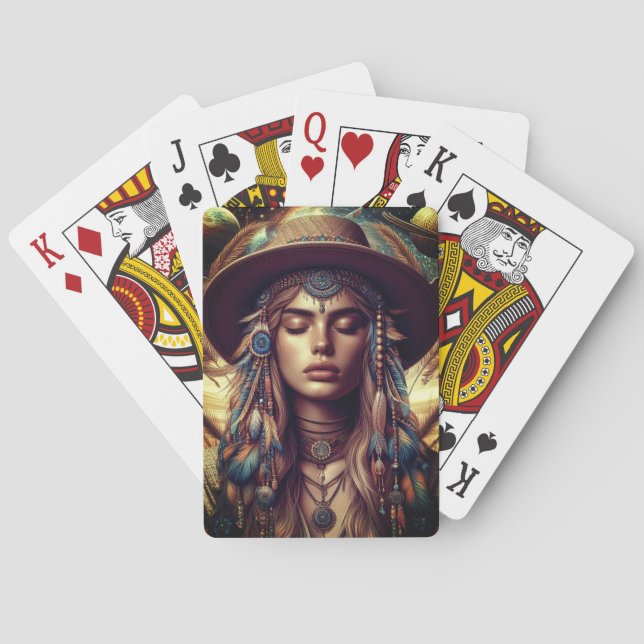 Boho Country Babe jugando cartas (Reverso)