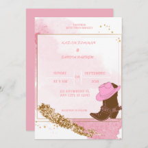 Boho Cowboy bota la invitación a la boda occidenta