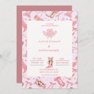 Boho Cowboy bota la invitación a la boda occidenta