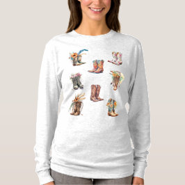 Boho Cowgirl Boots Camiseta de manga larga