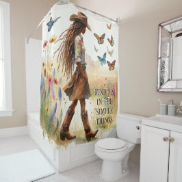 Boho Cowgirl y Butterflies Cortina de ducha