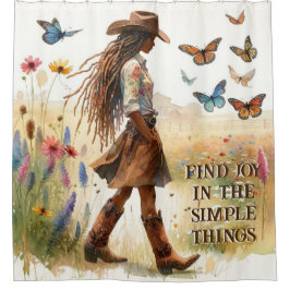 Boho Cowgirl y Butterflies Cortina de ducha