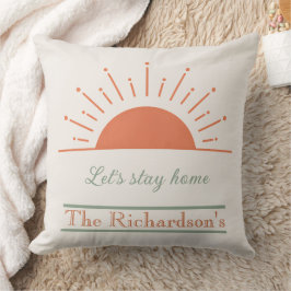 Boho Cream Let's Stay Home Almohada Diseño Amanece