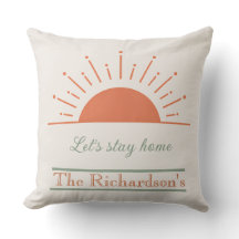 Boho Cream Let's Stay Home Almohada Diseño Amanece